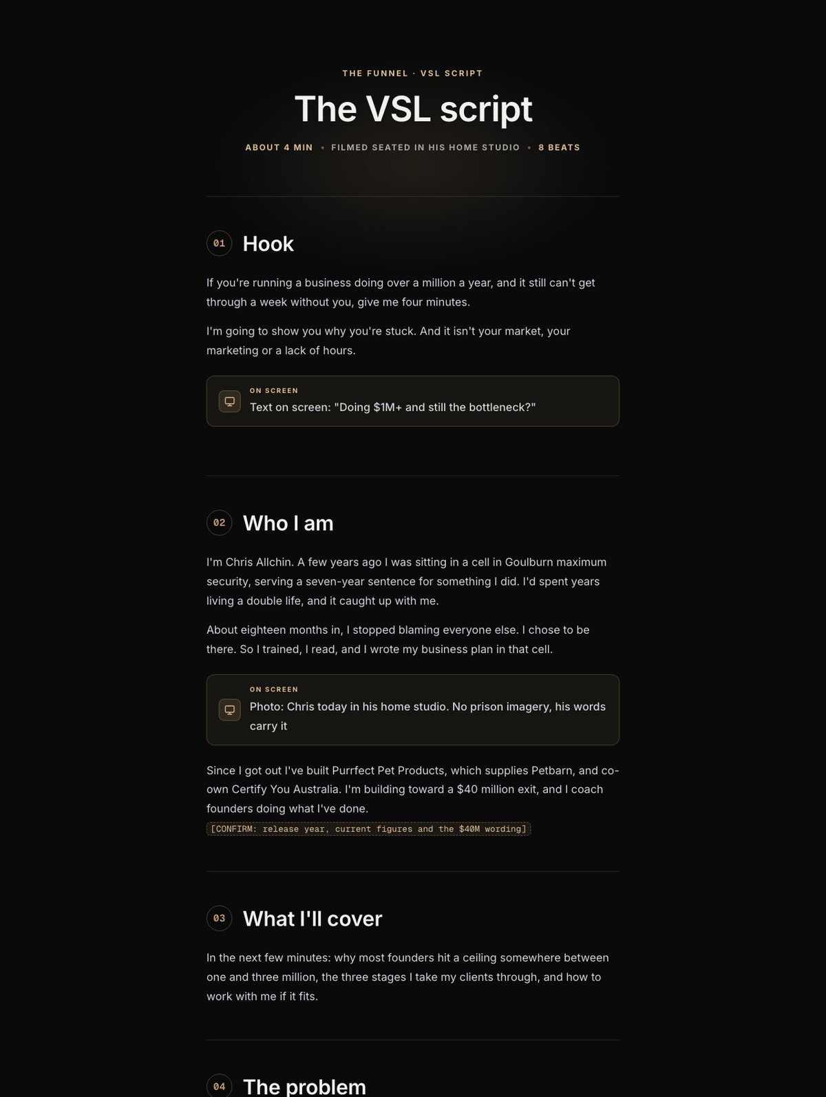 The VSL script preview